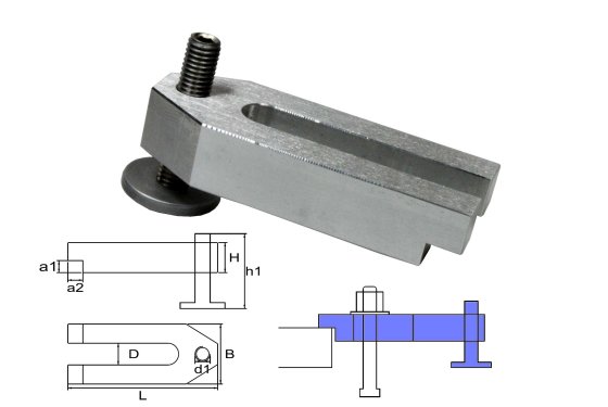 height-adjustable cast aluminum yokeclamp  M12/14x100x40x20