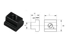 Steel T-slot nut with M6 thread