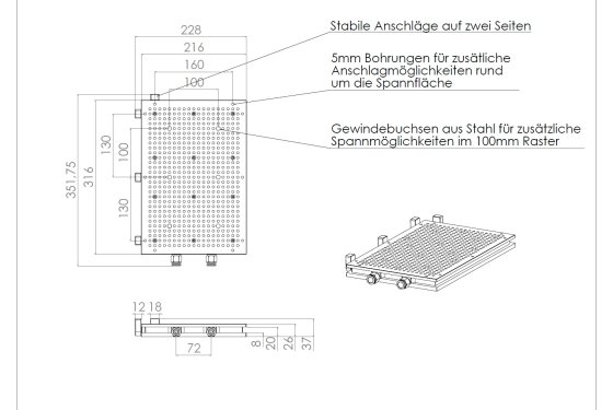 Hole grid vacuum table VT3020 GR