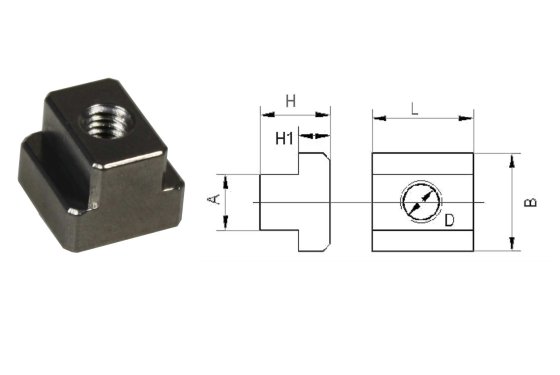 Aluminium T-slot nut with M6 thread